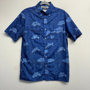 Chaps Fish Button Down Shirt S Mens Short Sleeve
